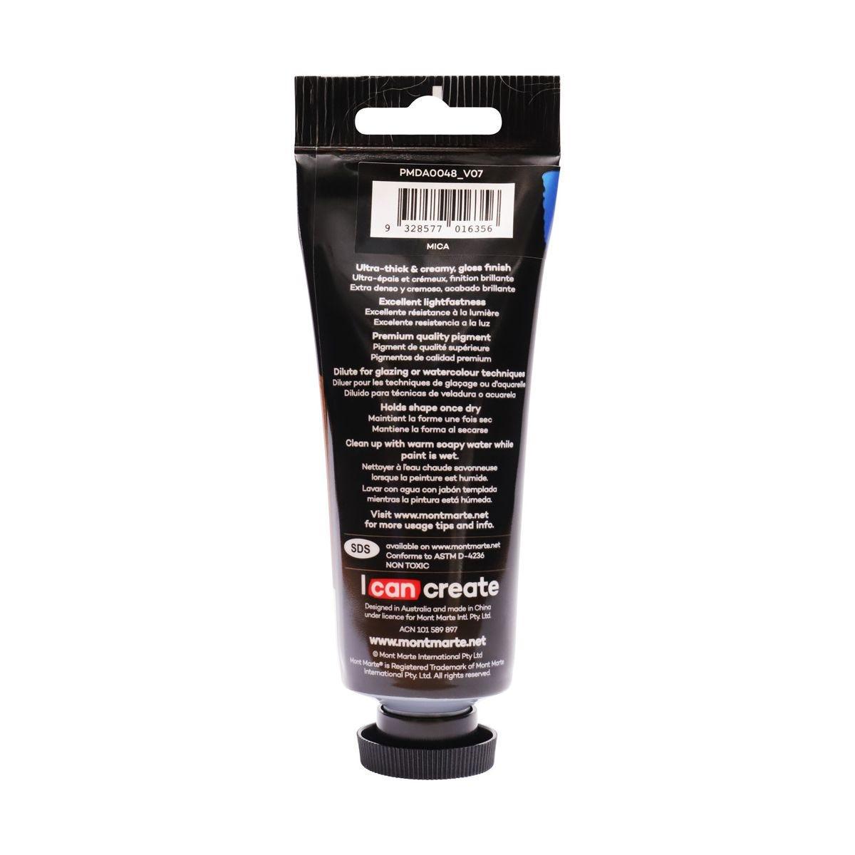 Mont Marte Dimension Acrylic Premium 75ml Tube - Pearl Sapphire - Glowish