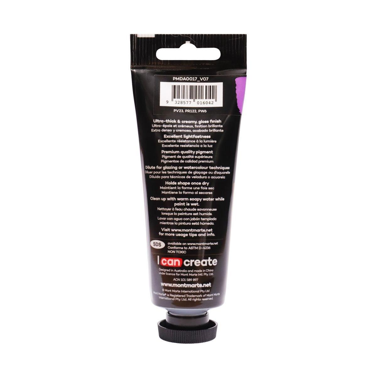 Mont Marte Dimension Acrylic Premium 75ml Tube - Violet - Glowish