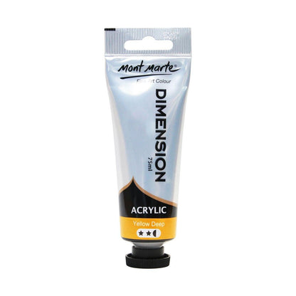 Mont Marte Dimension Acrylic Premium 75ml Tube - Yellow Deep - Glowish