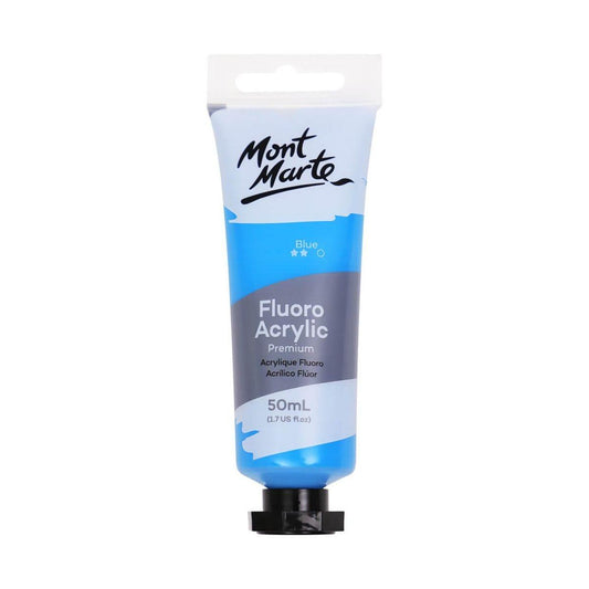 Mont Marte Fluoro Acrylic Paint Premium 50ml Tube - Blue - Glowish