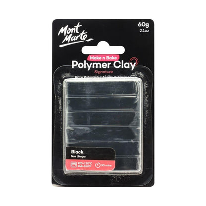 Mont Marte Make n Bake Polymer Clay Signature 60g - Black - Glowish