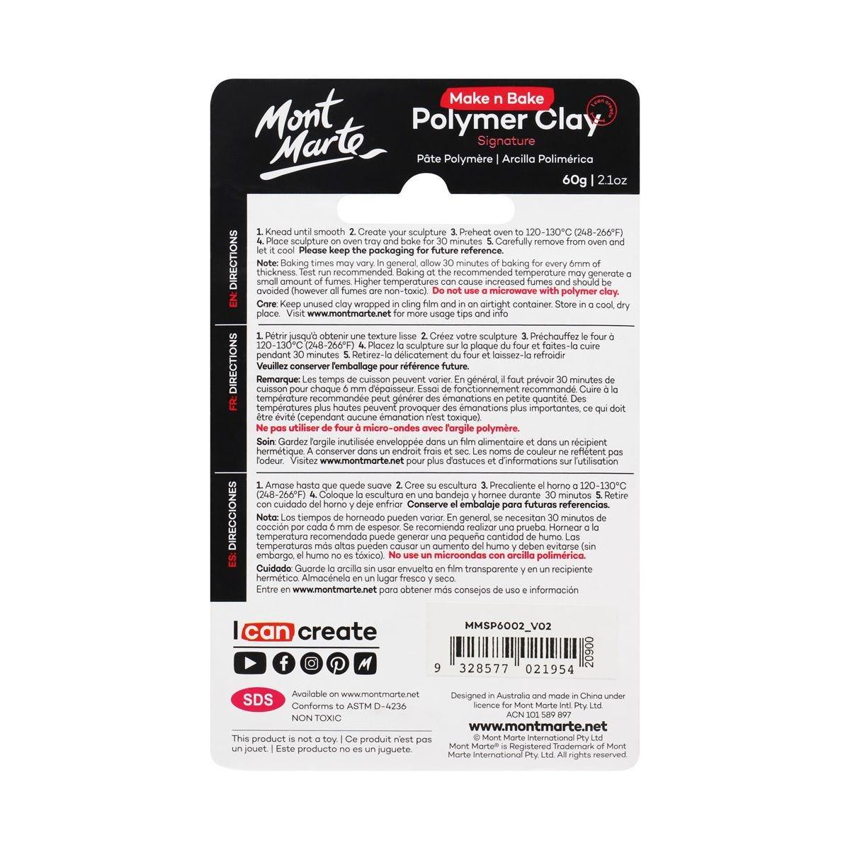 Mont Marte Make n Bake Polymer Clay Signature 60g - Chinese White - Glowish