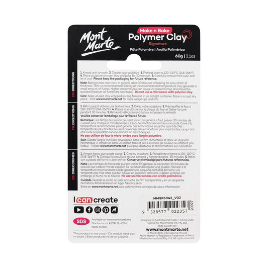Mont Marte Make n Bake Polymer Clay Signature 60g - Fluro Pink - Glowish