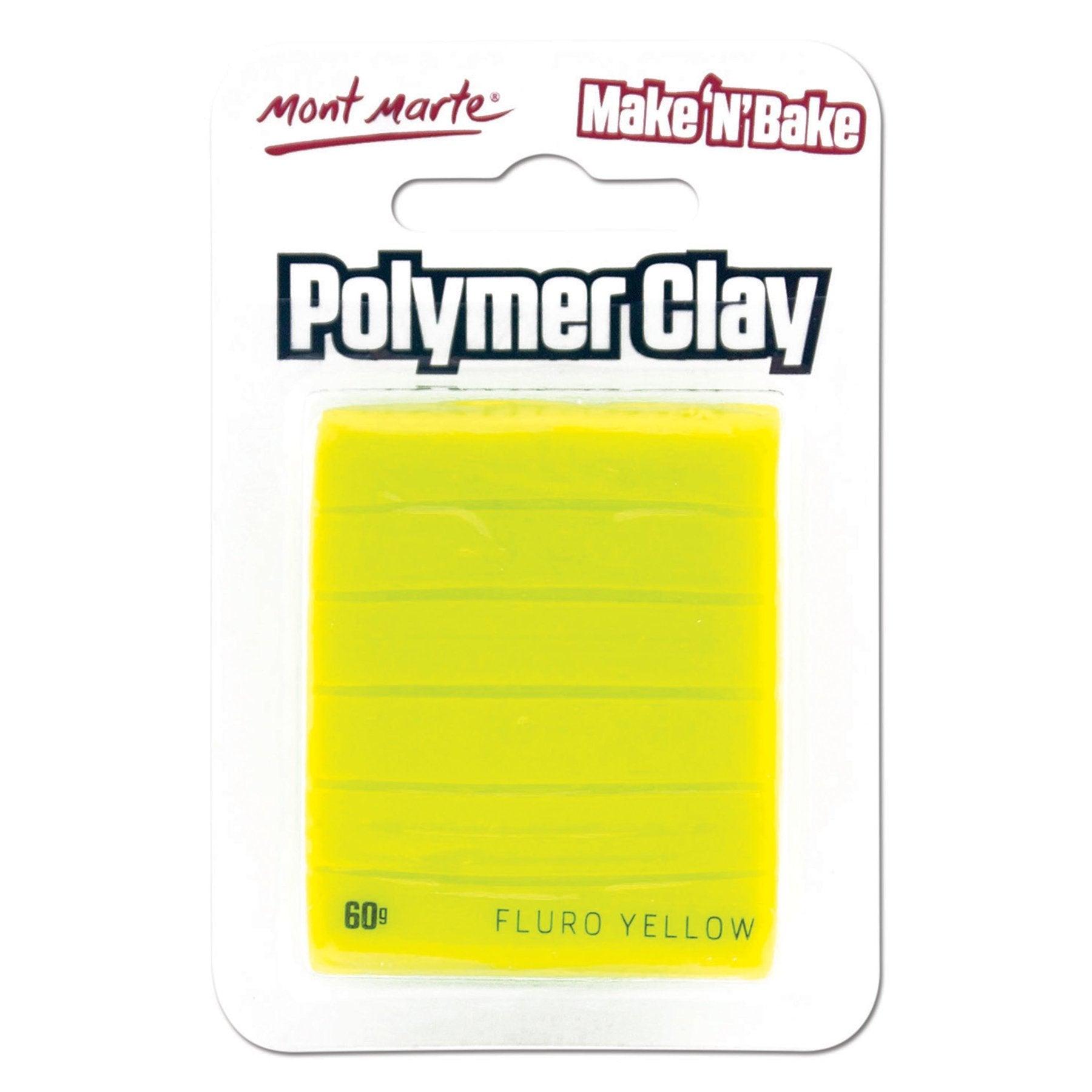 Mont Marte Make n Bake Polymer Clay Signature 60g - Fluro Yellow - Glowish