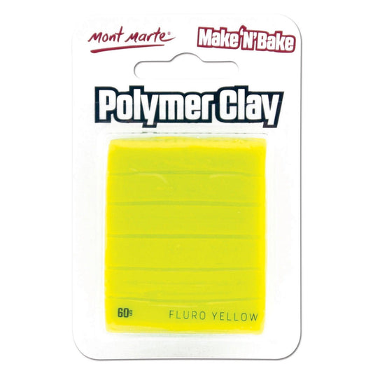 Mont Marte Make n Bake Polymer Clay Signature 60g - Fluro Yellow - Glowish