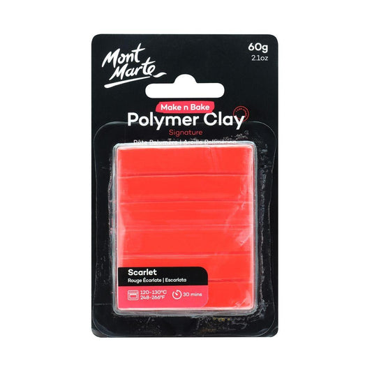 Mont Marte Make n Bake Polymer Clay Signature 60g - Scarlet - Glowish