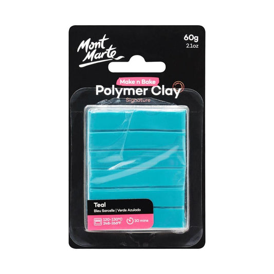 Mont Marte Make n Bake Polymer Clay Signature 60g - Teal - Glowish