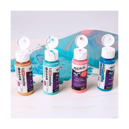 Mont Marte Pouring Acrylic Paint Set Premium 4pcs x 60ml (2oz) - Flamingo - Glowish