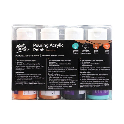 Mont Marte Pouring Acrylic Paint Set Premium 4pcs x 60ml (2oz) - Symphony - Glowish