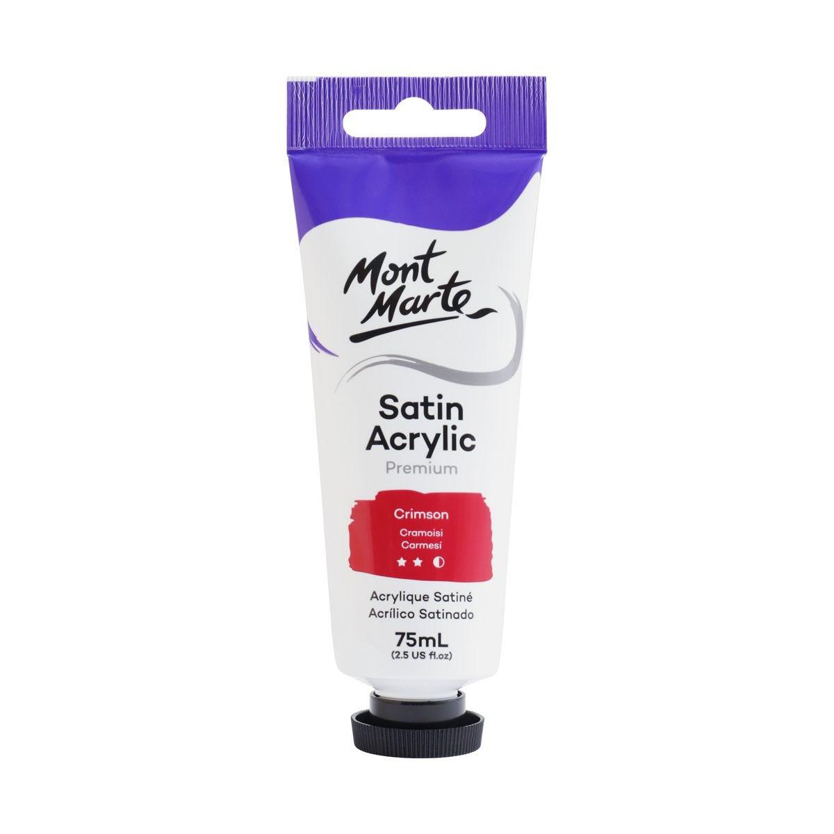 Mont Marte Satin Acrylic Paint Tube 75ml - Crimson Red - ArtSupplies.nz