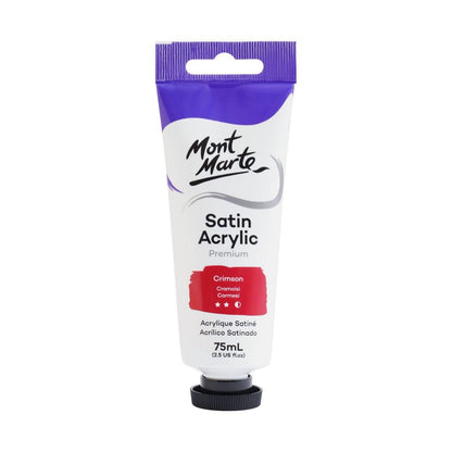 Mont Marte Satin Acrylic Paint Tube 75ml - Crimson Red - ArtSupplies.nz