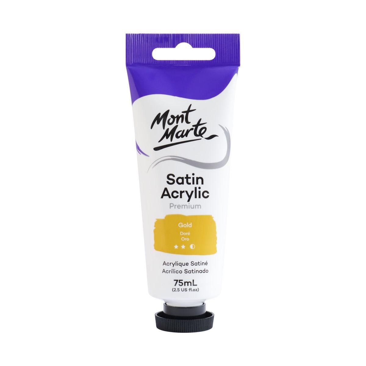 Mont Marte Satin Acrylic Paint Tube 75ml - Gold - ArtSupplies.nz