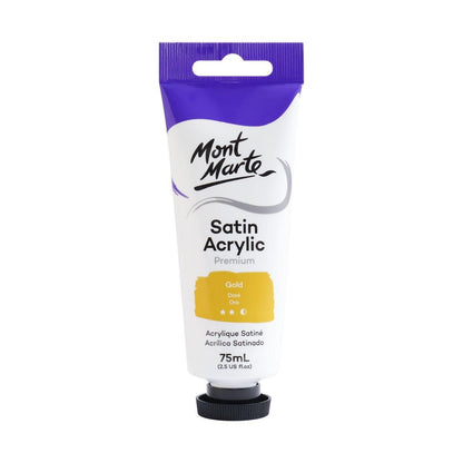 Mont Marte Satin Acrylic Paint Tube 75ml - Gold - ArtSupplies.nz
