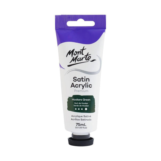 Mont Marte Satin Acrylic Paint Tube 75ml - Hookers Green - ArtSupplies.nz
