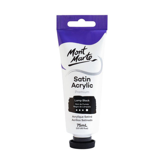 Mont Marte Satin Acrylic Paint Tube 75ml - Lamp Black - ArtSupplies.nz
