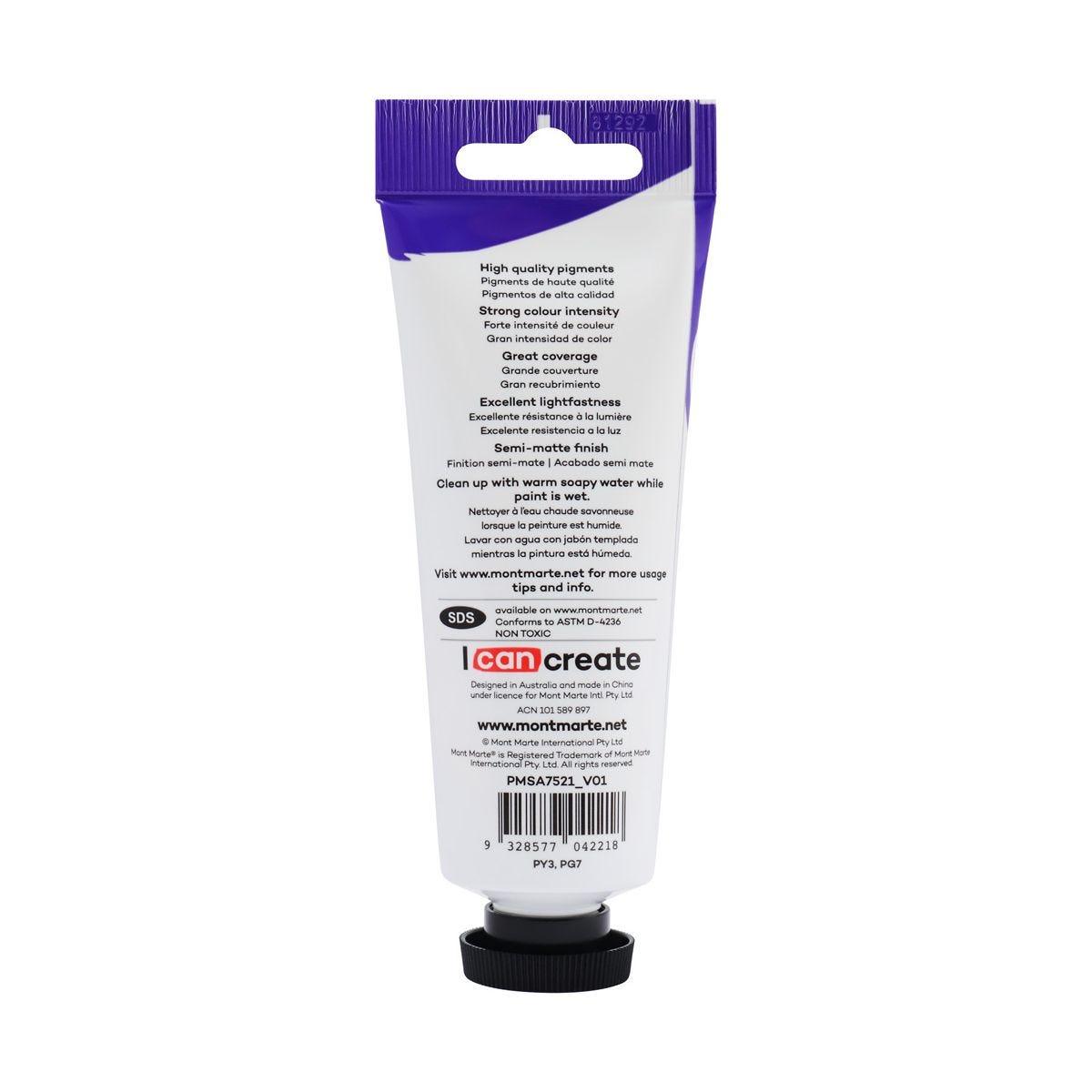 Mont Marte Satin Acrylic Paint Tube 75ml - Light Green - ArtSupplies.nz