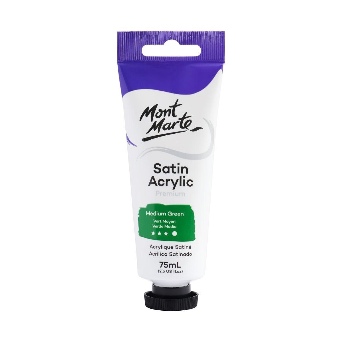 Mont Marte Satin Acrylic Paint Tube 75ml - Medium Green - ArtSupplies.nz