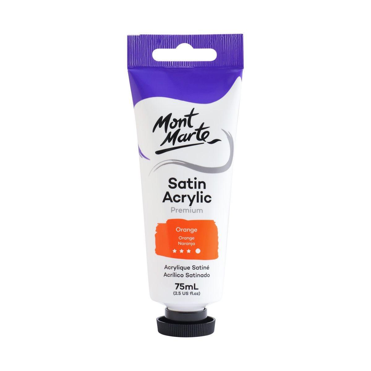Mont Marte Satin Acrylic Paint Tube 75ml - Orange - ArtSupplies.nz