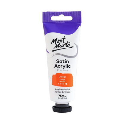 Mont Marte Satin Acrylic Paint Tube 75ml - Orange - ArtSupplies.nz