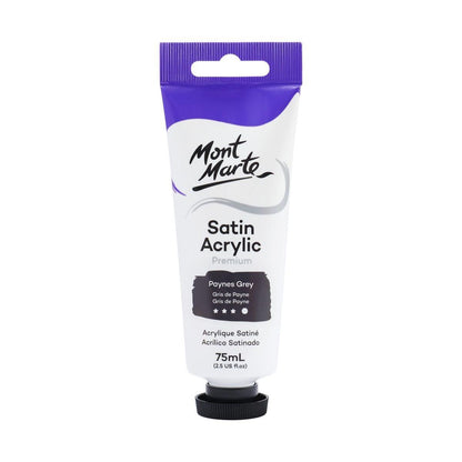 Mont Marte Satin Acrylic Paint Tube 75ml - Paynes Grey - ArtSupplies.nz