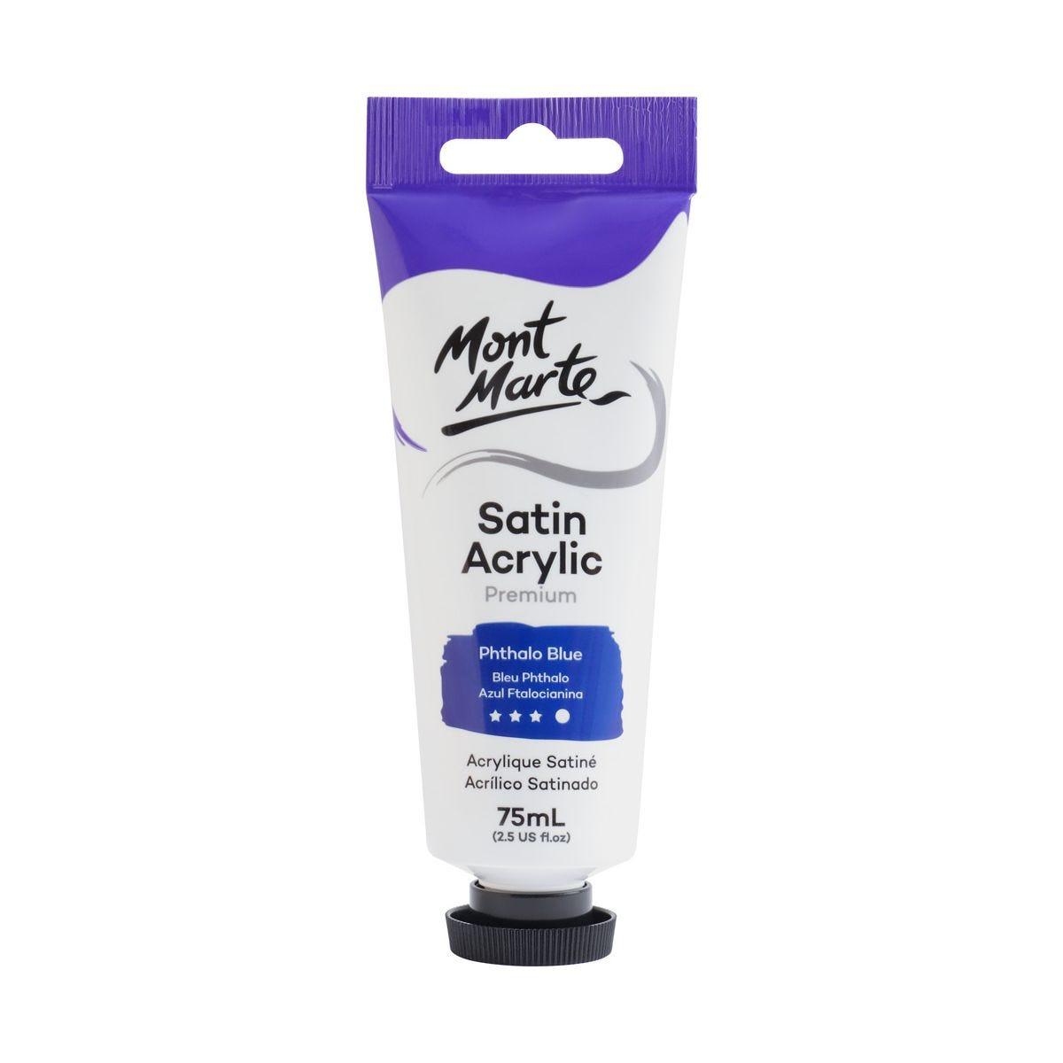 Mont Marte Satin Acrylic Paint Tube 75ml - Phthalo Blue - ArtSupplies.nz