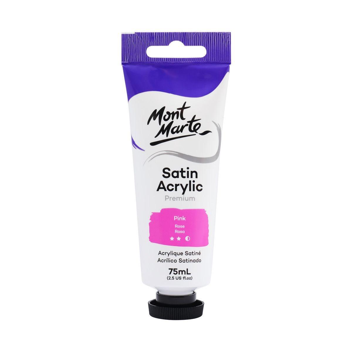 Mont Marte Satin Acrylic Paint Tube 75ml - Pink - ArtSupplies.nz