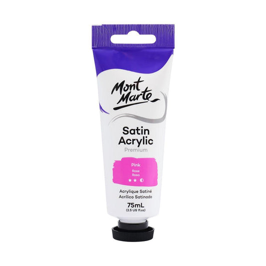 Mont Marte Satin Acrylic Paint Tube 75ml - Pink - ArtSupplies.nz