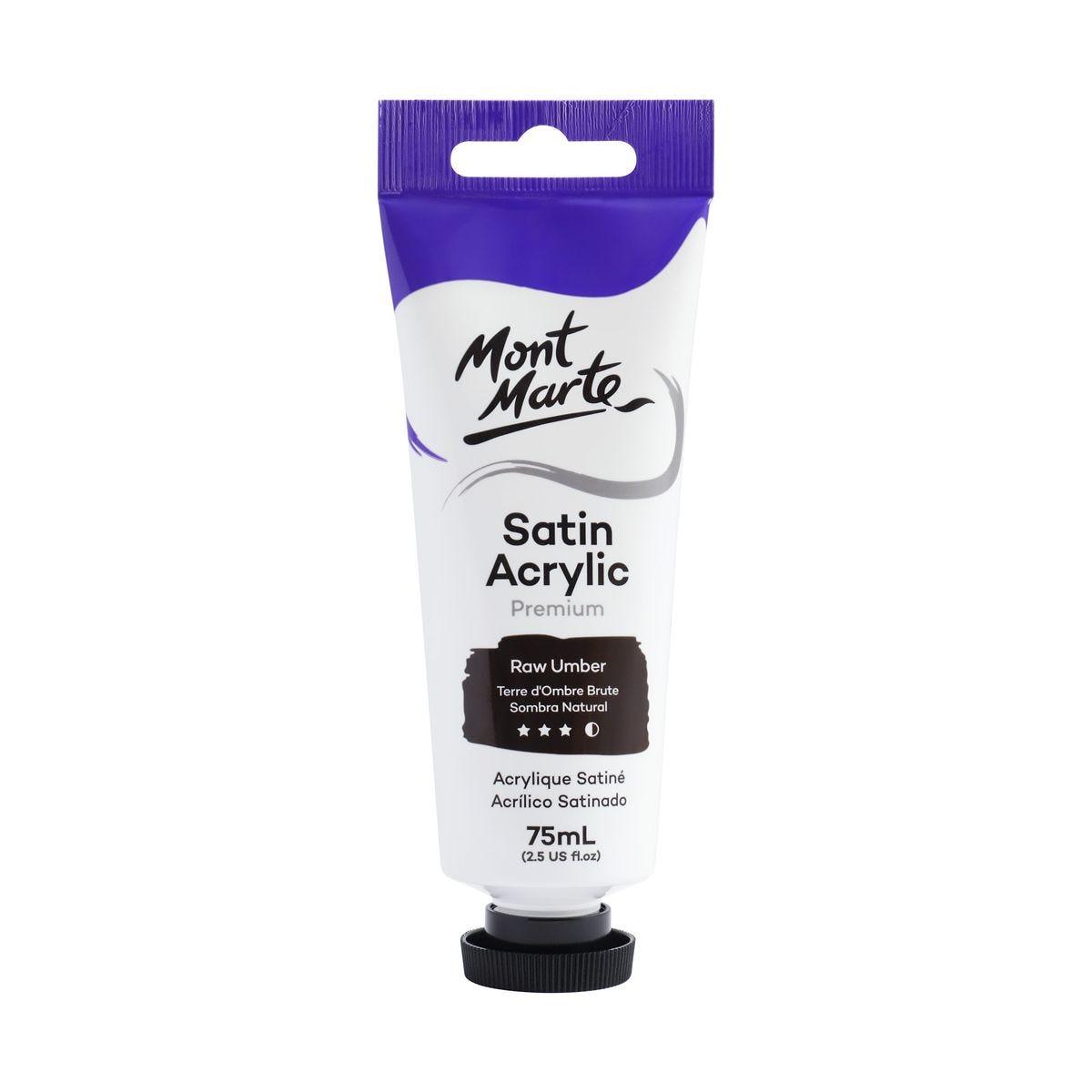 Mont Marte Satin Acrylic Paint Tube 75ml - Raw Umber - ArtSupplies.nz