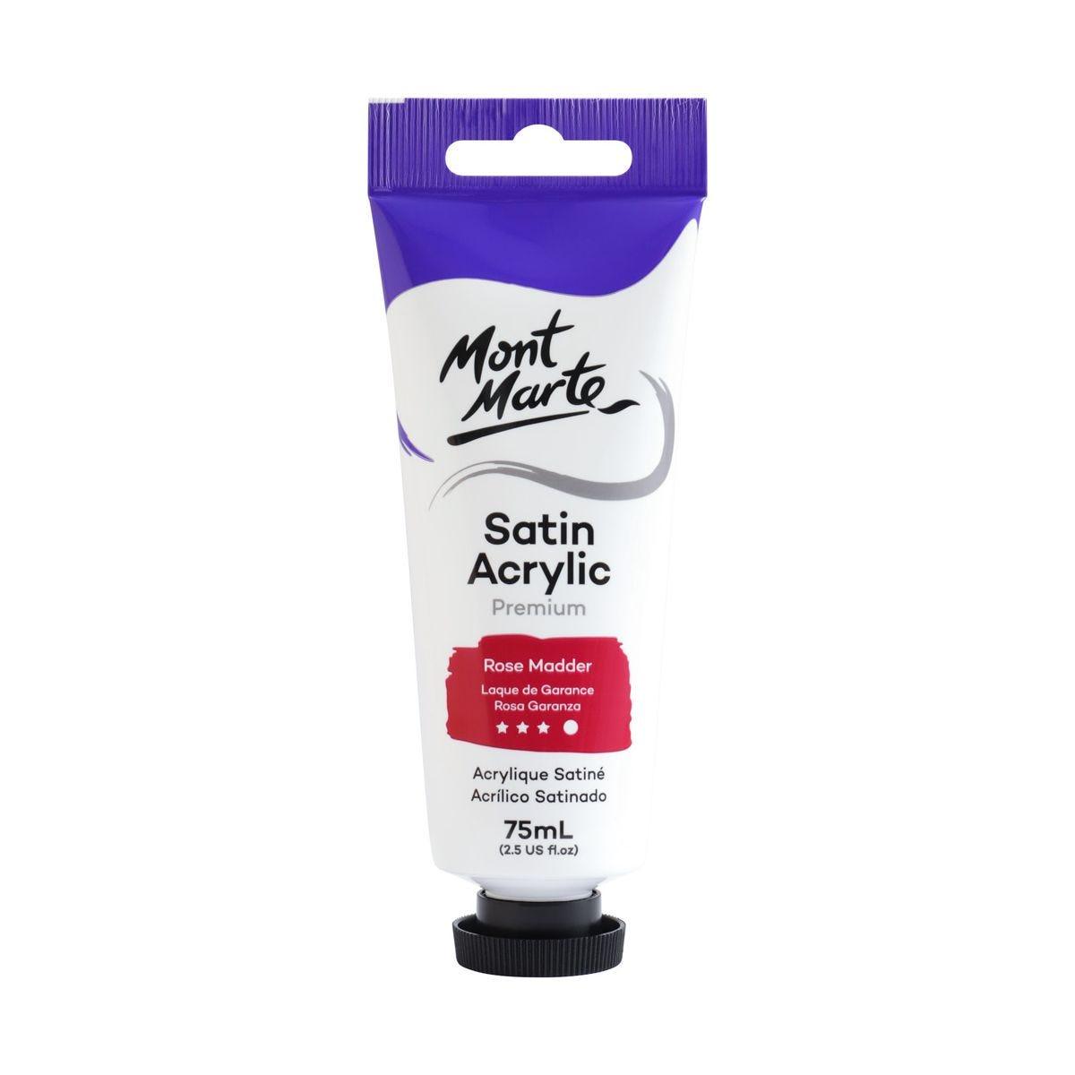 Mont Marte Satin Acrylic Paint Tube 75ml - Rose Madder - ArtSupplies.nz