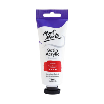 Mont Marte Satin Acrylic Paint Tube 75ml - Scarlet - ArtSupplies.nz