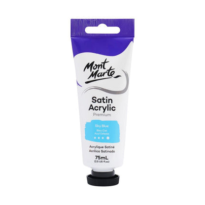 Mont Marte Satin Acrylic Paint Tube 75ml - Sky Blue - ArtSupplies.nz