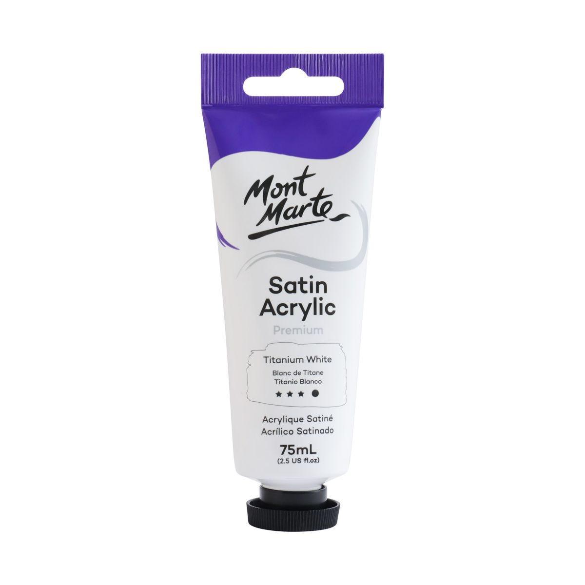 Mont Marte Satin Acrylic Paint Tube 75ml - Titanium White - ArtSupplies.nz
