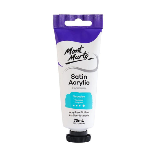 Mont Marte Satin Acrylic Paint Tube 75ml - Turquoise - ArtSupplies.nz