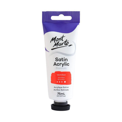 Mont Marte Satin Acrylic Paint Tube 75ml - Vermillion - ArtSupplies.nz