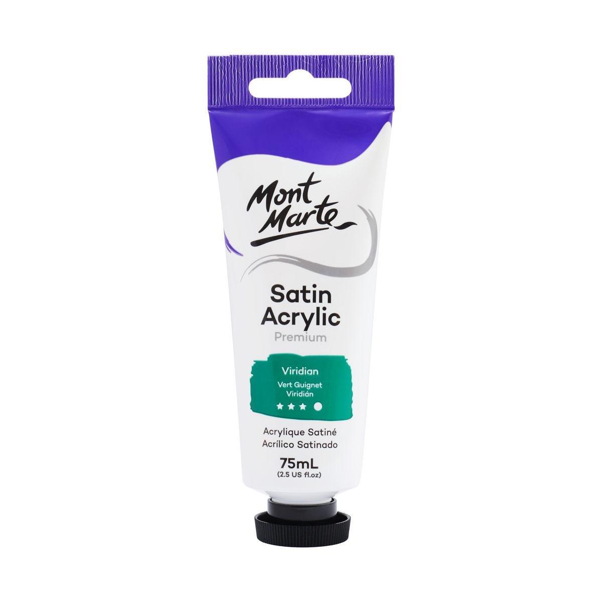 Mont Marte Satin Acrylic Paint Tube 75ml - Viridian - ArtSupplies.nz