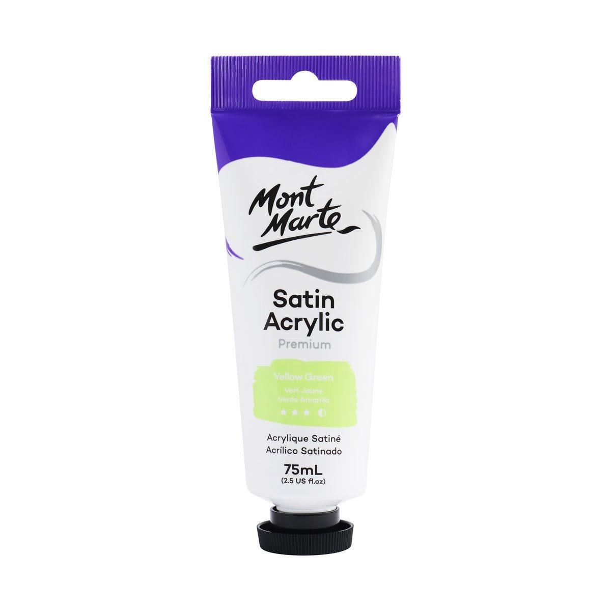 Mont Marte Satin Acrylic Paint Tube 75ml - Yellow Green - ArtSupplies.nz