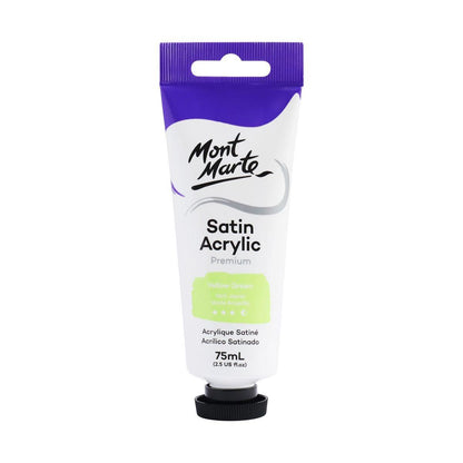 Mont Marte Satin Acrylic Paint Tube 75ml - Yellow Green - ArtSupplies.nz