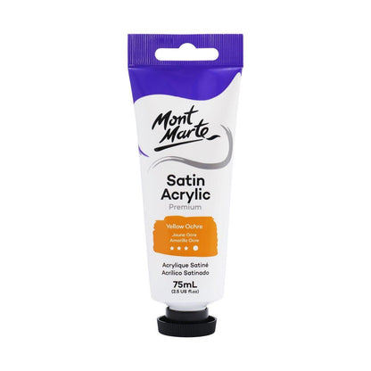 Mont Marte Satin Acrylic Paint Tube 75ml - Yellow Ochre - ArtSupplies.nz