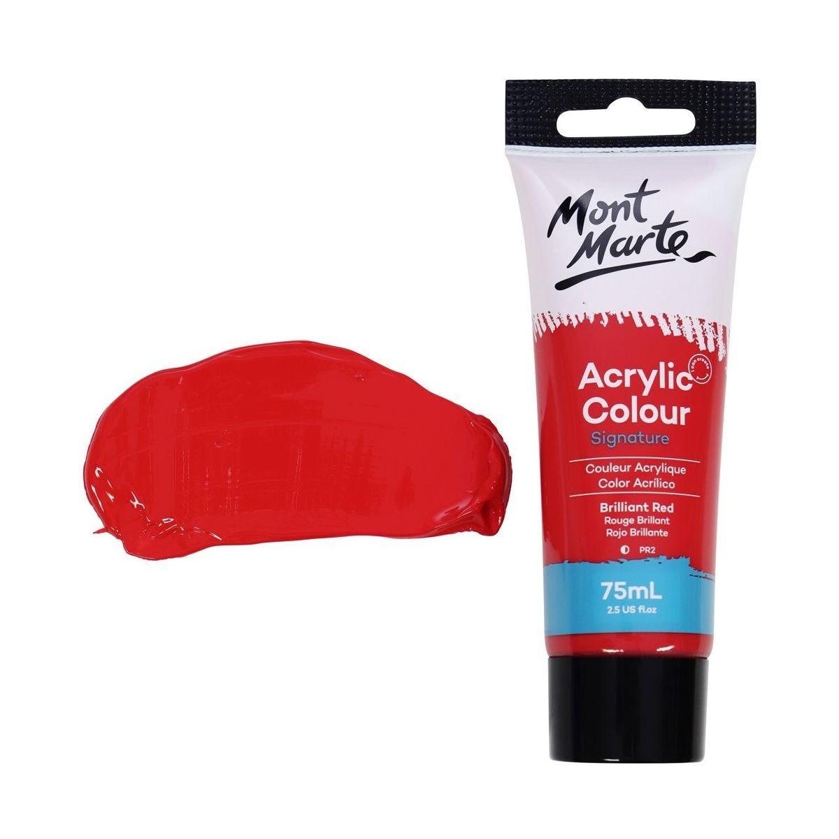 Mont Marte Studio Acrylic Paint Tube 75ml - Brilliant Red - ArtSupplies.nz
