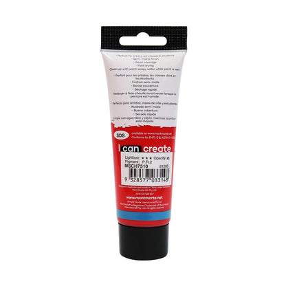 Mont Marte Studio Acrylic Paint Tube 75ml - Brilliant Red - ArtSupplies.nz