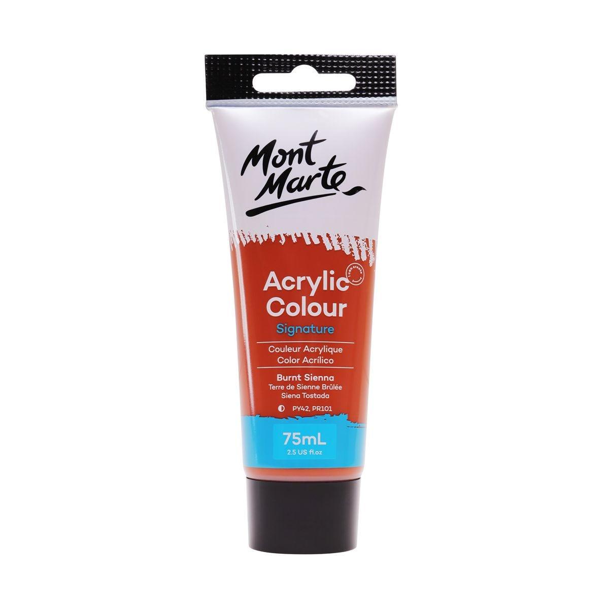 Mont Marte Studio Acrylic Paint Tube 75ml - Burnt Sienna - ArtSupplies.nz