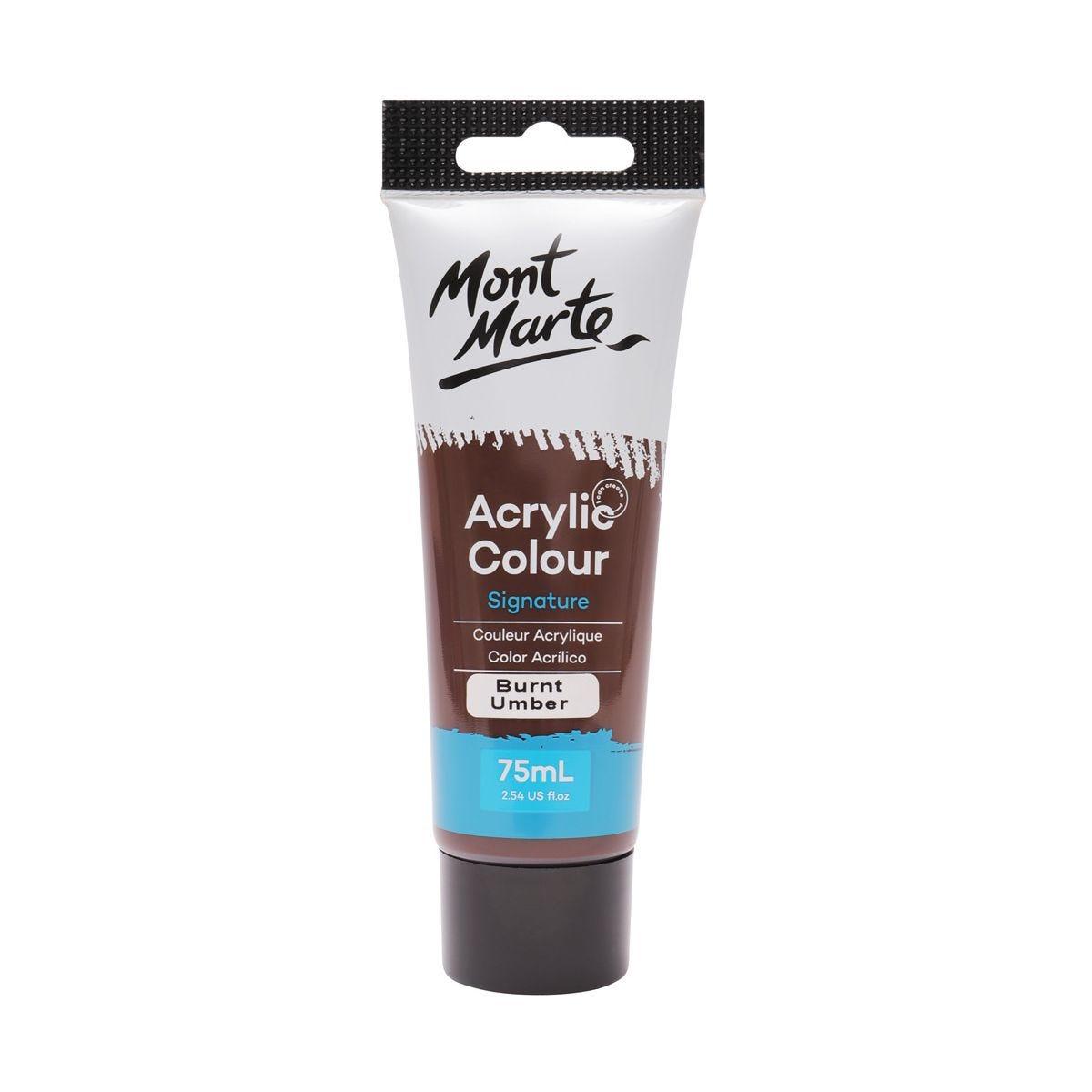 Mont Marte Studio Acrylic Paint Tube 75ml - Burnt Umber - ArtSupplies.nz