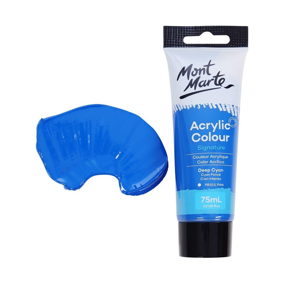 Mont Marte Studio Acrylic Paint Tube 75ml - Deep Cyan Blue - ArtSupplies.nz