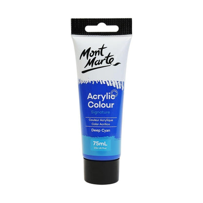 Mont Marte Studio Acrylic Paint Tube 75ml - Deep Cyan Blue - ArtSupplies.nz