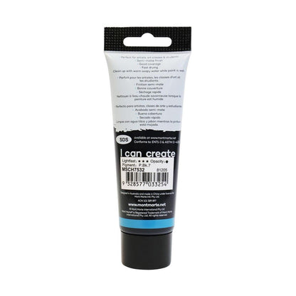 Mont Marte Studio Acrylic Paint Tube 75ml - Lamp Black - Glowish