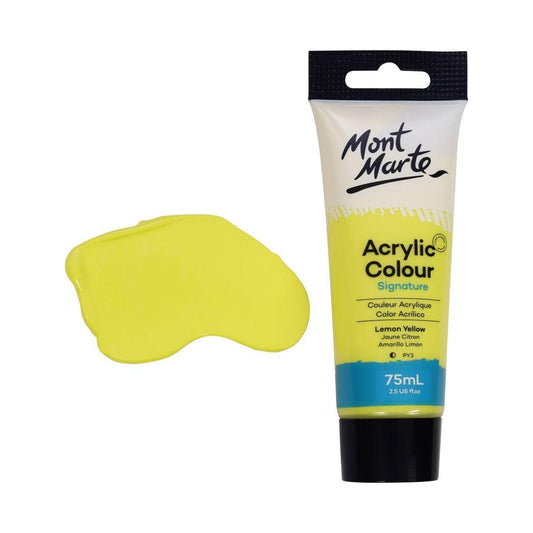Mont Marte Studio Acrylic Paint Tube 75ml - Lemon Yellow - ArtSupplies.nz