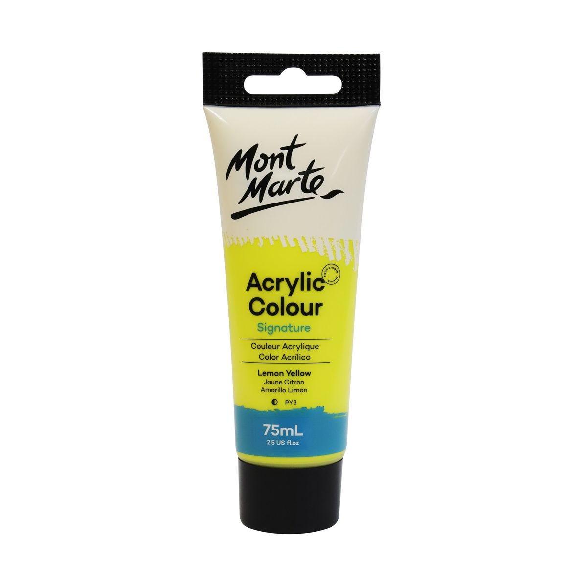 Mont Marte Studio Acrylic Paint Tube 75ml - Lemon Yellow - ArtSupplies.nz