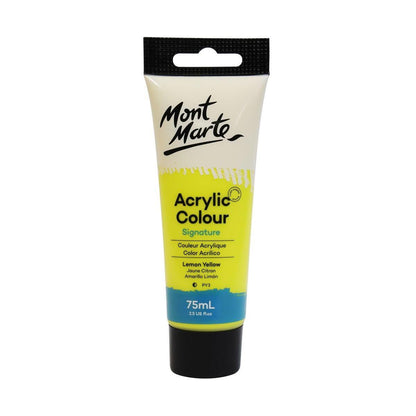 Mont Marte Studio Acrylic Paint Tube 75ml - Lemon Yellow - ArtSupplies.nz