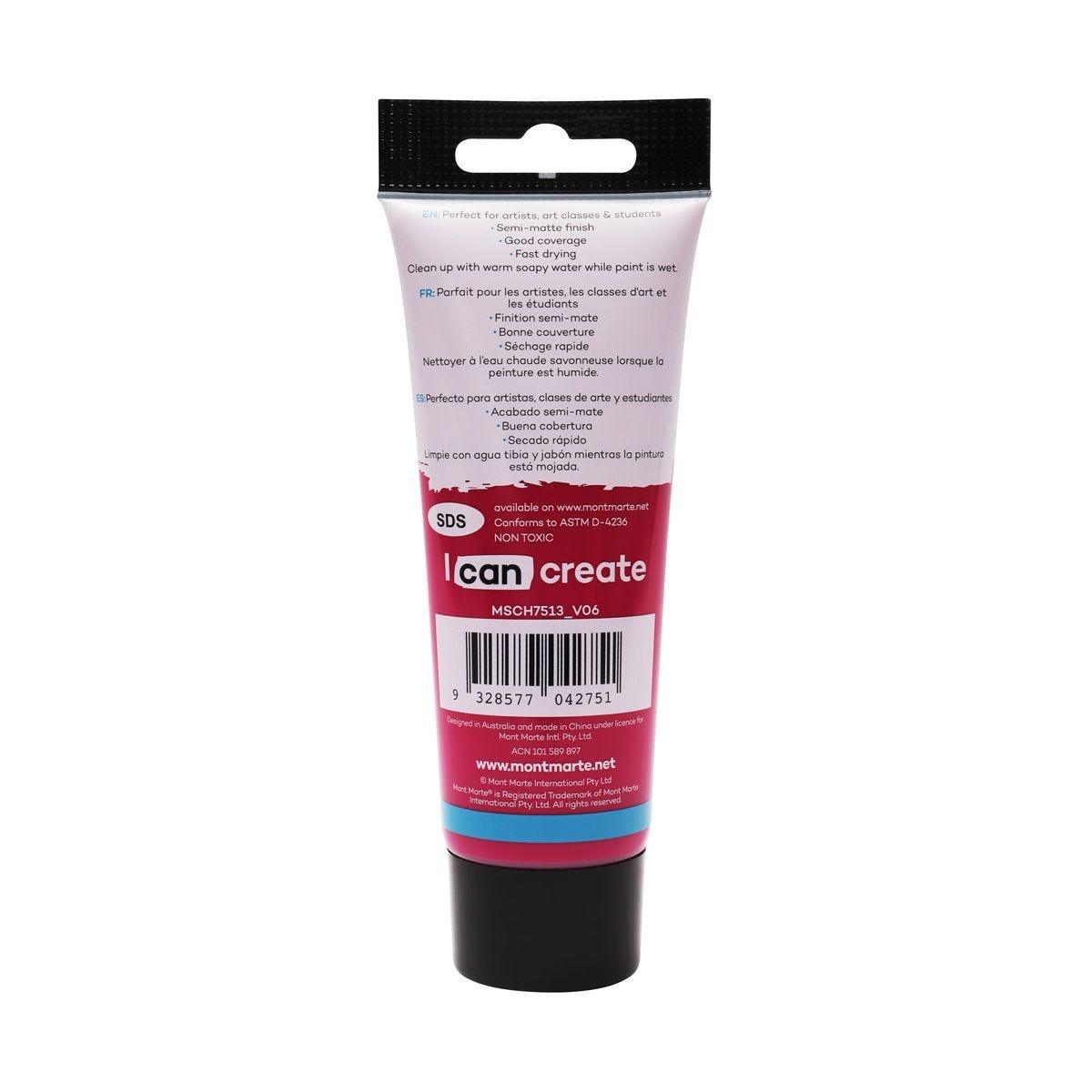 Mont Marte Studio Acrylic Paint Tube 75ml - Magenta - ArtSupplies.nz