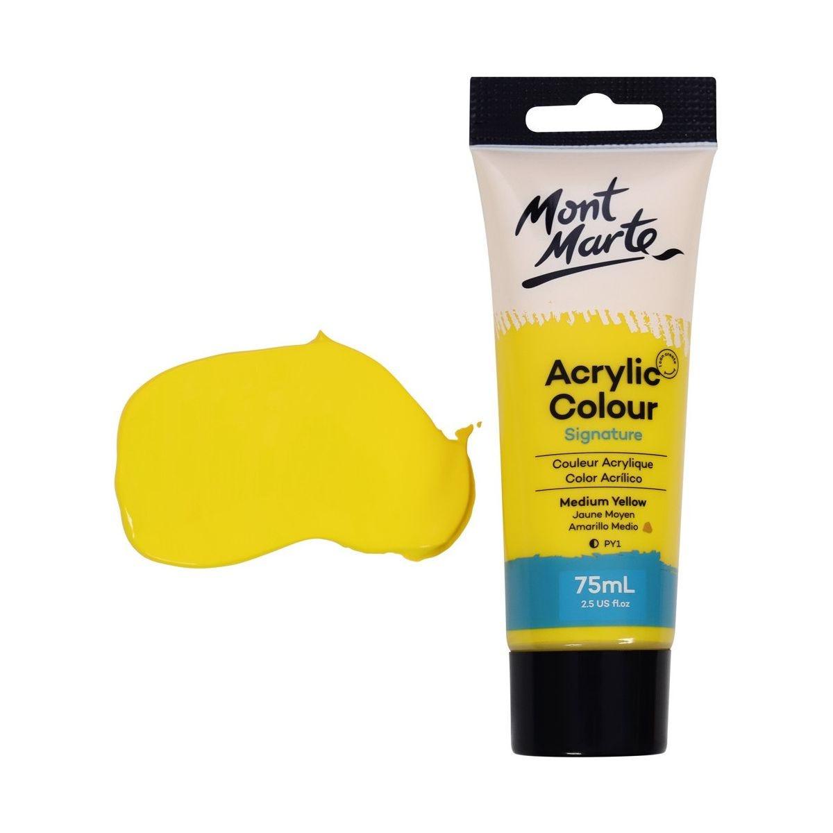 Mont Marte Studio Acrylic Paint Tube 75ml - Medium Yellow - ArtSupplies.nz
